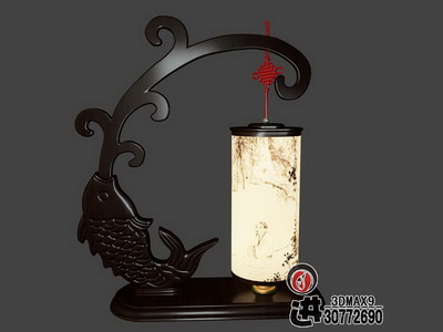 De style chinois, lampe en bois
