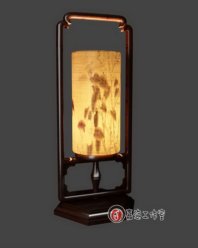 De style chinois, lampe en bois
