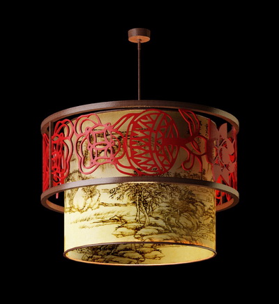 Lampe suspension de style chinois
