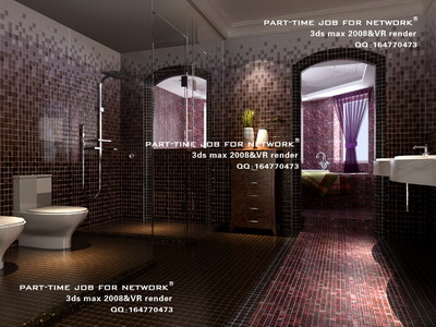 Salle de bains avec mur de mosaïque
