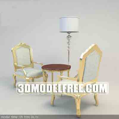 Tables et chaises de style europen de modle 3D d