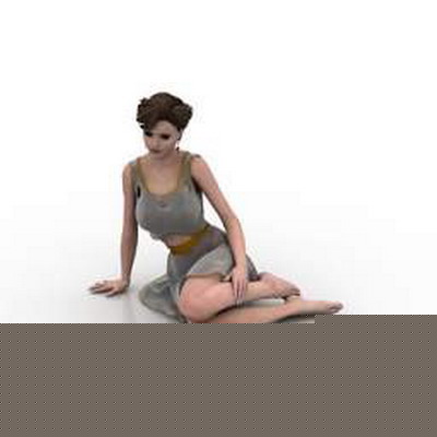 Cheveux courts et belle robe Modle 3D
