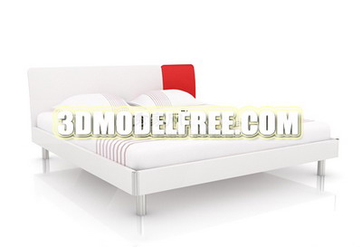 White Fashion Bed 3D Model of