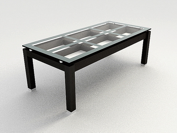 Wood Glass Coffee Table 3D Model of