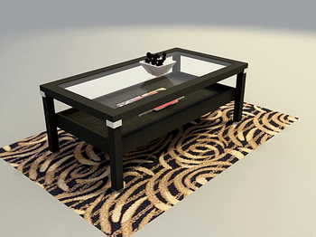 Modle 3D de la double table en bois en verre de caf