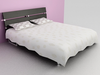 Lit Deux Modle 3D de bois blanc doux Simmons