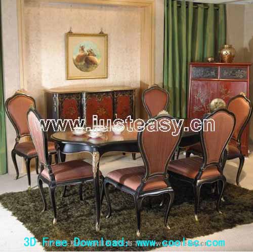 Europenne table basse cl et la combinaison prsident de modles 3D (y compris le matriel)