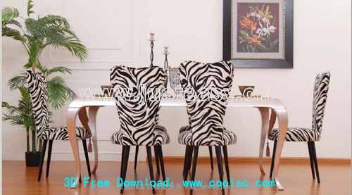 tables de style europen et des chaises modle 3D combinaison (y compris le matriel)