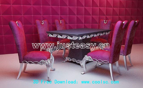 Tables  manger et chaises modle 3D du portefeuille (y compris le matriel)