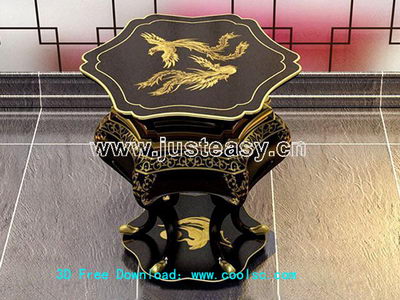 Dragon Chinois modle 3D du banc en bois sculpt