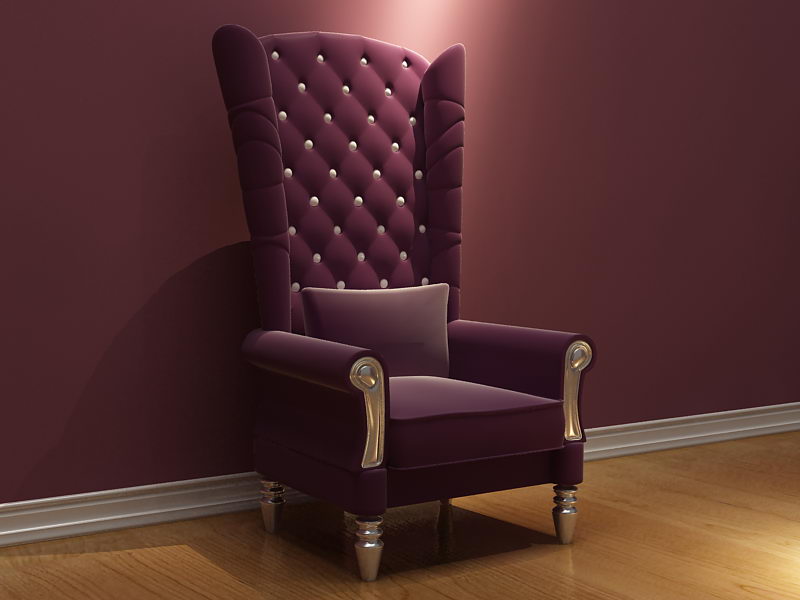 prsident Purple fauteuil  haut dossier modle 3D (y compris le matriel)
