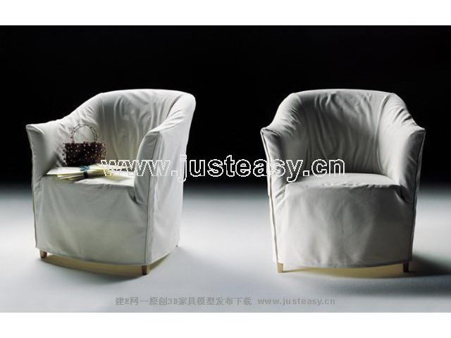 Modern sofa modle 3D de tissu blanc (y compris le matriel)