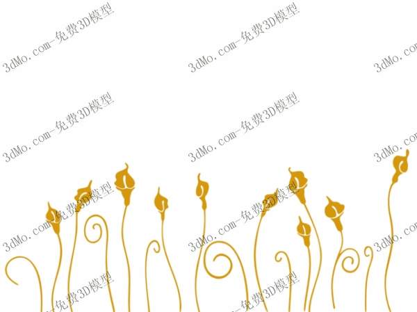 Modle 3D de la peinture murale Yellow Grass