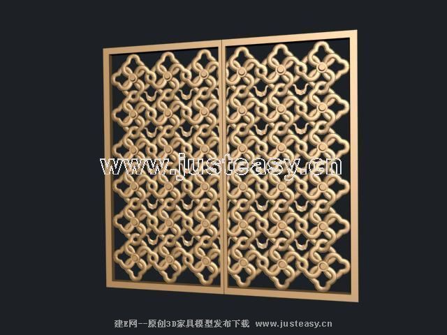 Modle 3D de chinois traditionnel grilles de fentre en bois (y compris les matriaux)