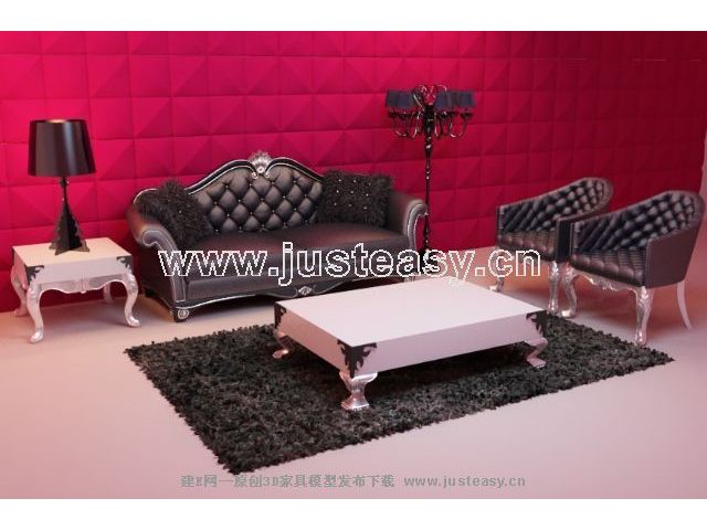Modle 3D de tout le mobilier de style europen noir et blanc (y compris le matriel)