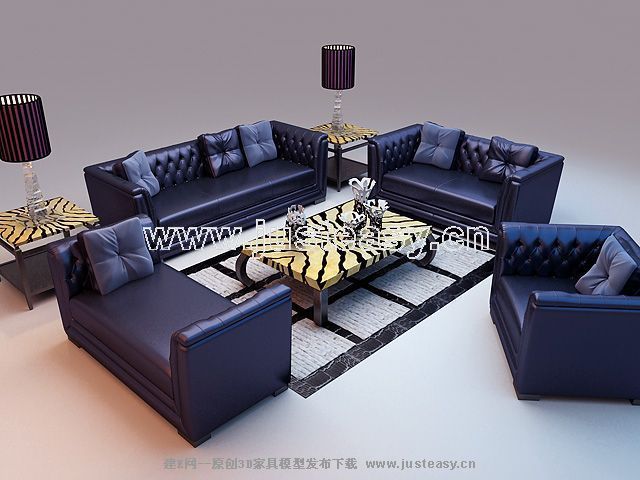 Combinaison du canap en cuir modle bleu 3D (y compris le matriel)