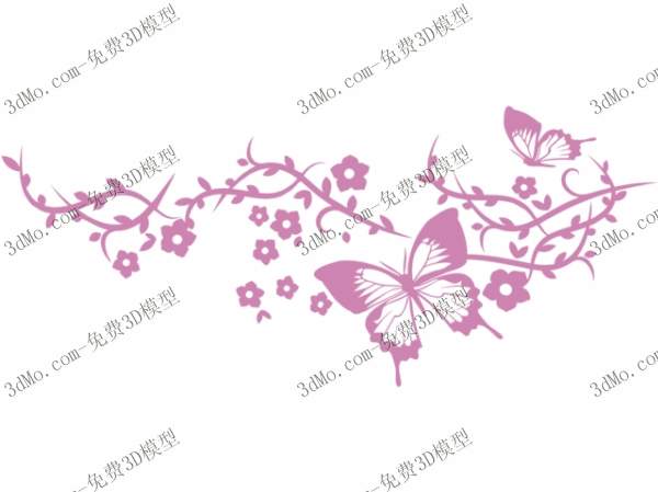 Modle 3D de la peinture murale papillon modle