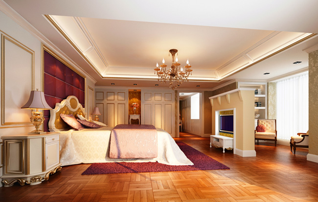 Lumineux et spacieux de style europen modle 3D chambre (y compris le matriel)
