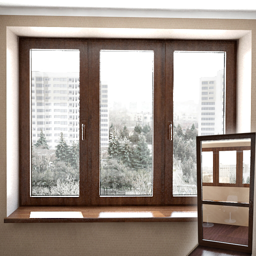 Raffins modle 3D de la fentre en bois
