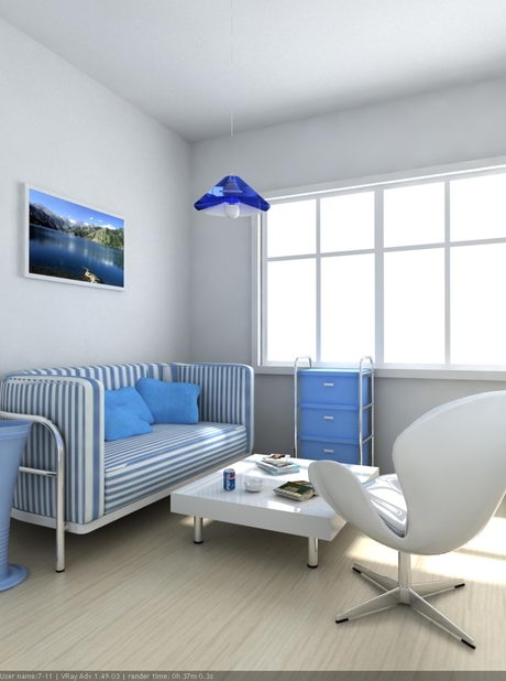 Simple modle 3D d'une salle de rception lumineuse (avec matriel)
