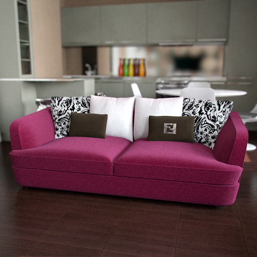 Modle 3D d'un canap rose chaud
