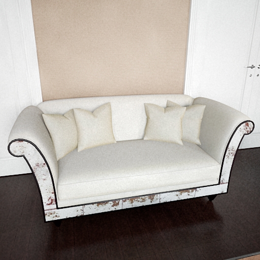 Modle 3D de canap motif blanc
