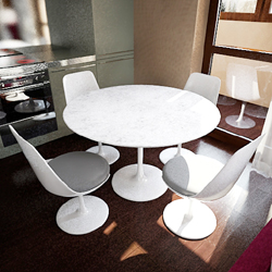 Modle 3D des tables rondes blanches et chaises