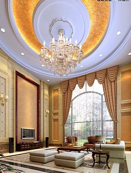 Villa modle 3D d'une grande salle de sjour
