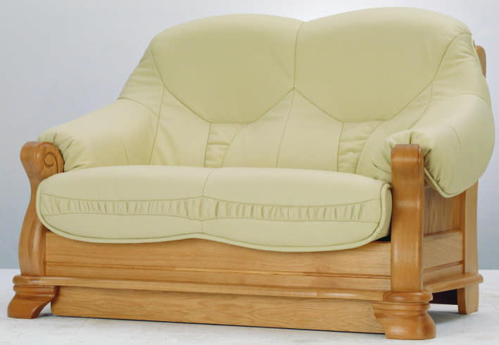 canap en cuir vert chaise en bois modle 3D de la fin
