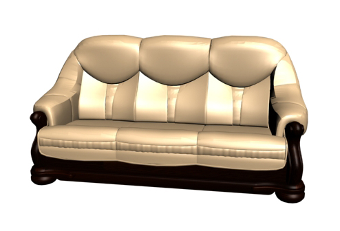 Modle 3D de canap en cuir plus que l'or
