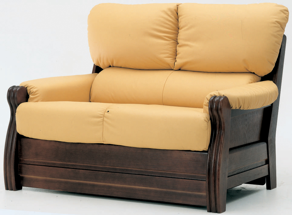 Double doux tissu jaune bois canap modle 3D de la fin (y compris le matriel)
