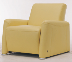 Élargi jaune doux sofa de tissu unique modle 3D (incluant les matriaux)