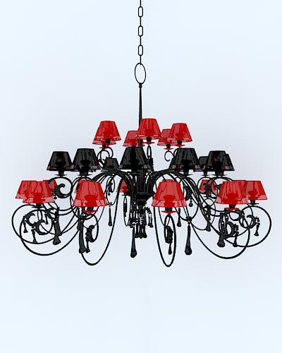 Modle 3D de Red Diamond Black Crystal Chandelier (y compris le matriel)

