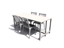 Tableaux composites  manger et chaises en bois simple modle 3D