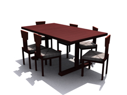 Dark tables et chaises en bois modle 3D Accueil