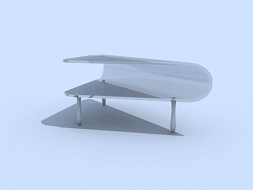 Table basse en verre blanc modle 3D de la Mode
