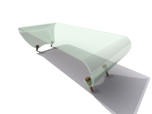 Modle 3D de la nouvelle table en verre de caf vert
