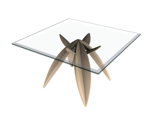 Verre ovale Table basse modle 3D de l'tabouret
