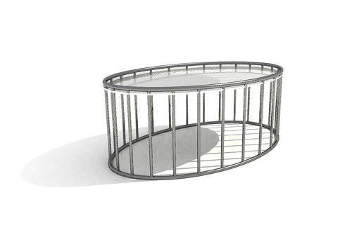 Modle 3D de la table  caf en mtal ovale
