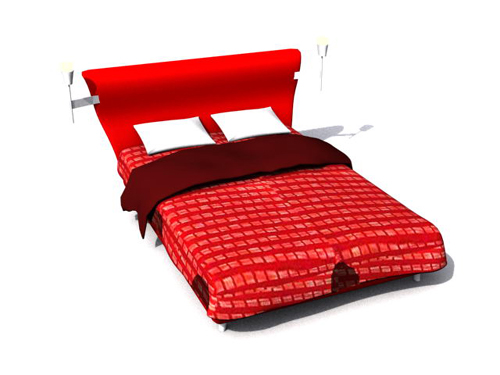 Lit-Rouge chiffon doux modle 3D