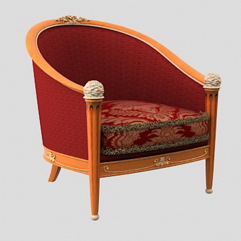 Europenne bois rouge transat en tissu Chaise modle 3D
