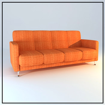 Sofa de tissu orange modle 3D de personnes
