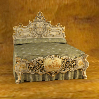 De style europen lit de luxe modle 3D de bois

