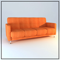 Sofa de tissu orange modle 3D de personnes