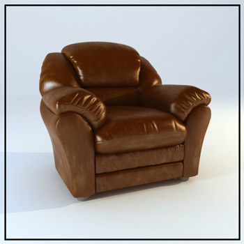 Retro en cuir marron Fauteuil modle 3D
