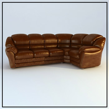 Retro canap en cuir marron modle 3D de
