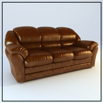 Retro canap en cuir marron modle 3D de trois
