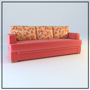 Soft maison rose sofa de tissu 3D modle de double
