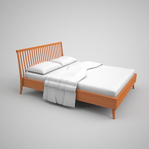 3D simple lit en bois Modle dcroissante

