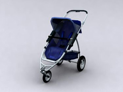 Bb bleu  trois roues chariot  pousser